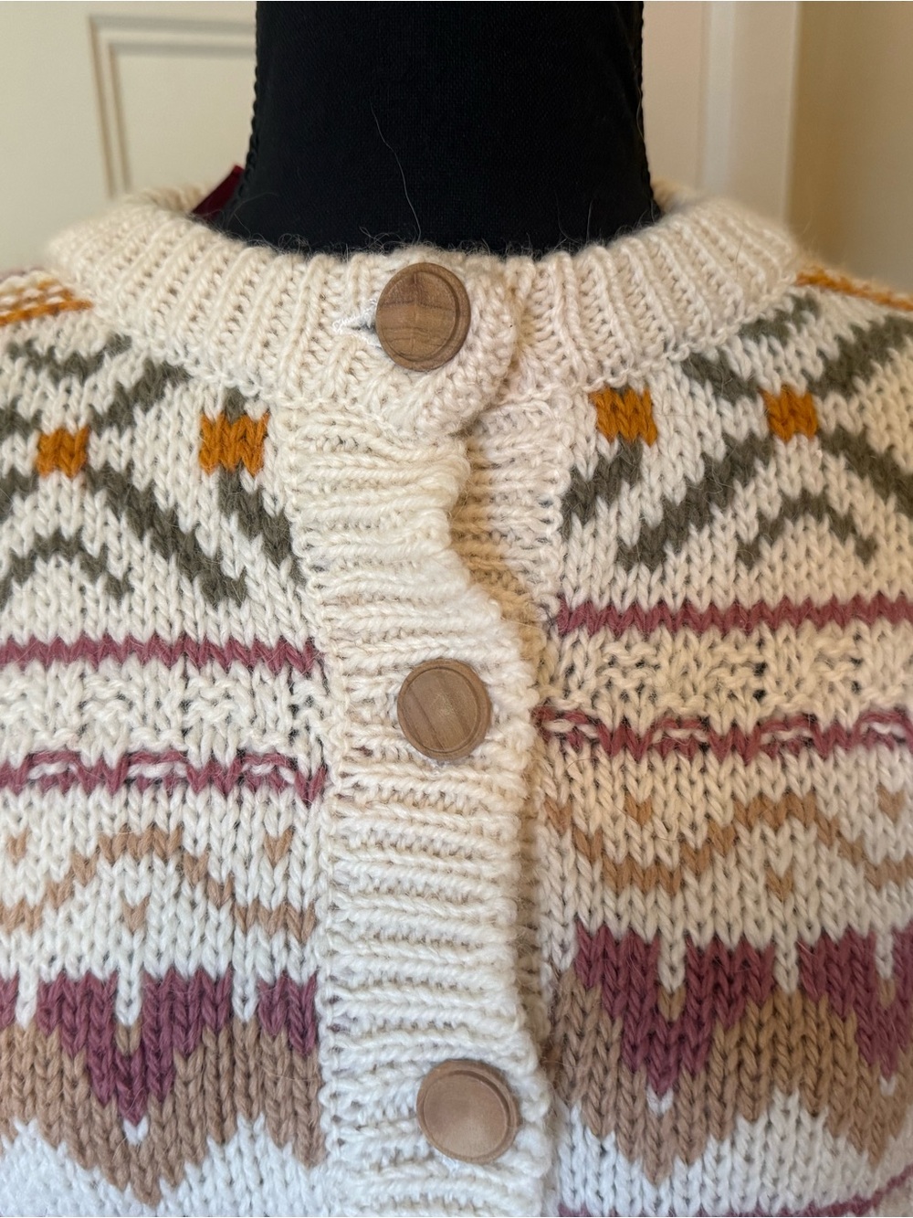 Pitlochry Cardigan Sweater Ivory/Multicolored 100% Wool Women’s Size L NWT - Picture 2 of 11